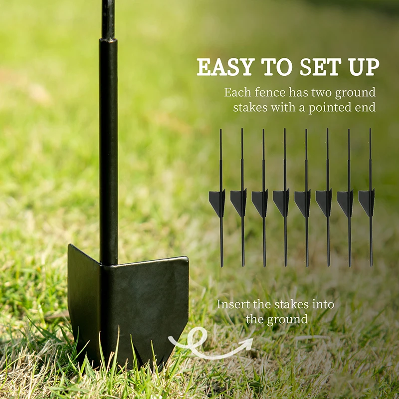 Outsunny 4 Pack Garden Fencing for Yard, Decorative Fence Panels as Animal Barrier and Flower Edging, Swirls