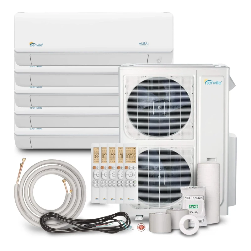 Senville 48000 BTU Five Zone Mini Split Air Conditioner Heat Pump with DC Inverter, Quiet Operation, ETL Intertek and AHRI Certified, White