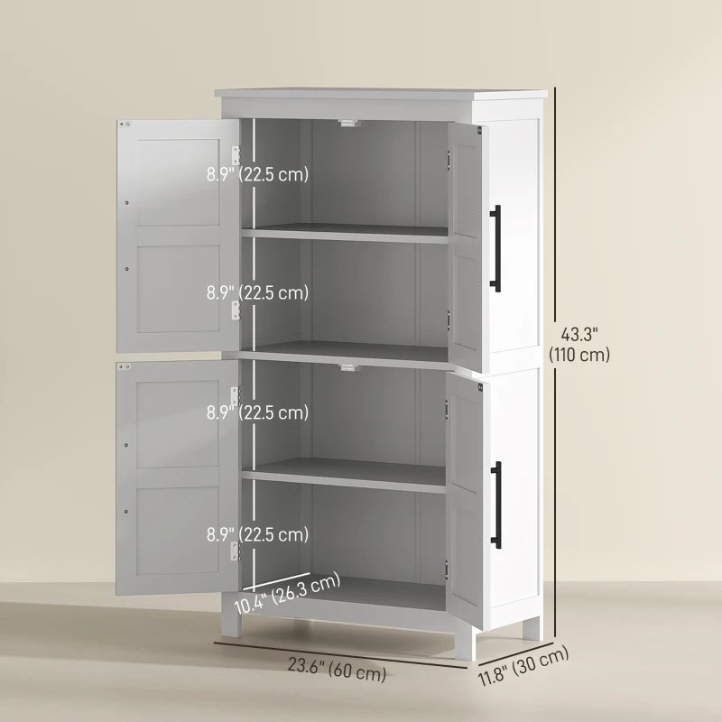 HOMCOM Farmhouse Bathroom Storage Cabinet, Bathroom Floor Cabinet with Barn Doors and Adjustable Shelf, White