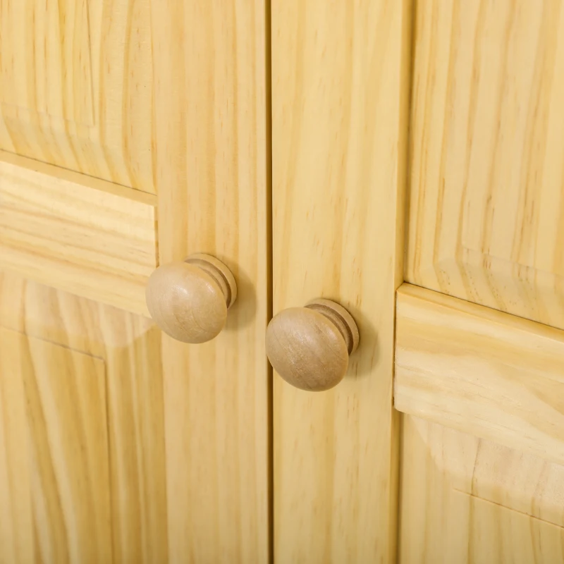 HOMCOM 67" Pinewood Kitchen Pantry Storage Cabinet, Freestanding Cabinets with Doors and Shelves, Dining Room