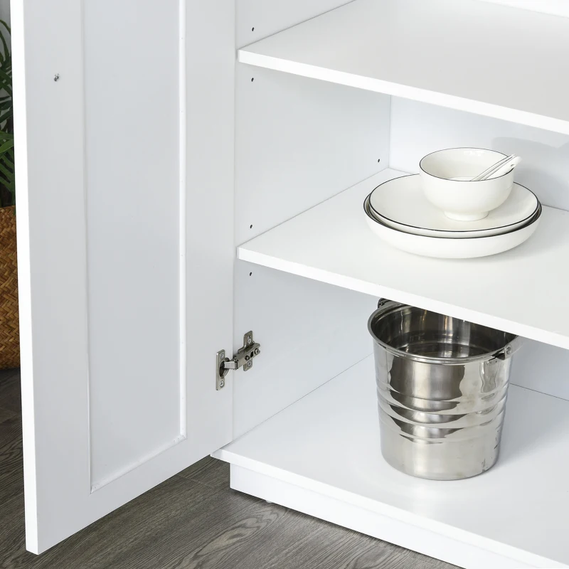 HOMCOM Modern Kitchen Pantry Freestanding Cabinet Cupboard with Doors and Drawer, Adjustable Shelving, White