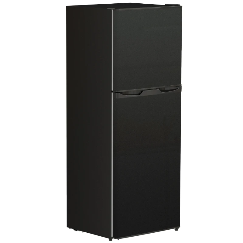 HOMCOM Double Door Mini Fridge with Freezer, 4.6 Cu.Ft Small Refrigerator with Thermostat, Shelves, Reversible Door, Black