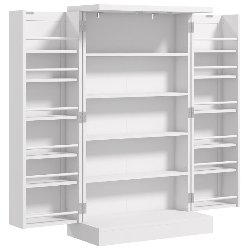 HOMCOM Freestanding Kitchen Pantry, Kitchen Storage Cabinet with 5-Tier Shelf, 12 Spice Racks, Adjustable Shelves, White