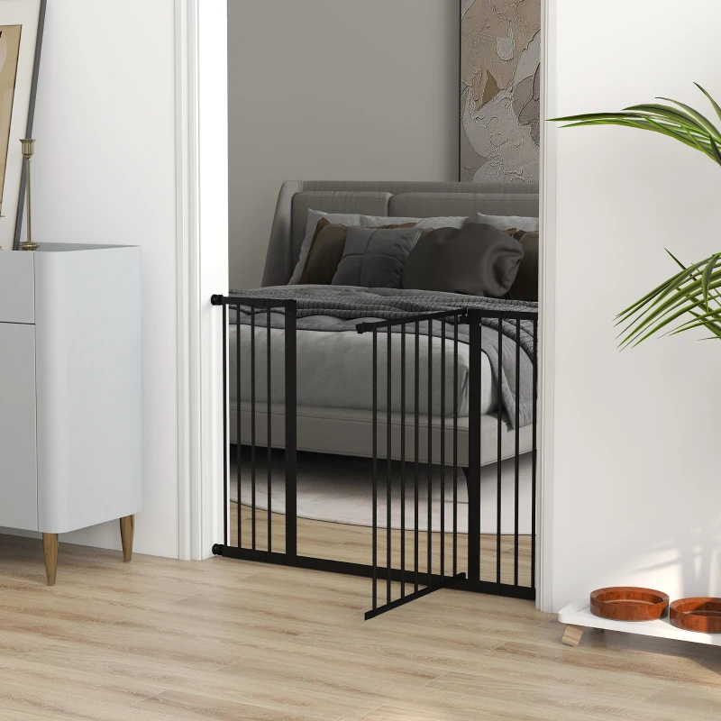 PawHut Pressure Fit Dog Gate Pet Barrier for stairs doorway, 29.9''- 42.1'' Width Black