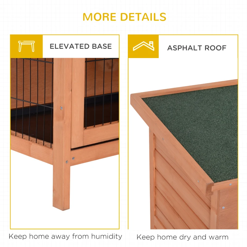 PawHut 54"L 2-Story Large Rabbit Hutch Bunny Cage Wooden Pet House Small Animal Habitat with Lockable Doors, No Leak Tray and Waterproof Roof for Outdoor/Indoor Orange