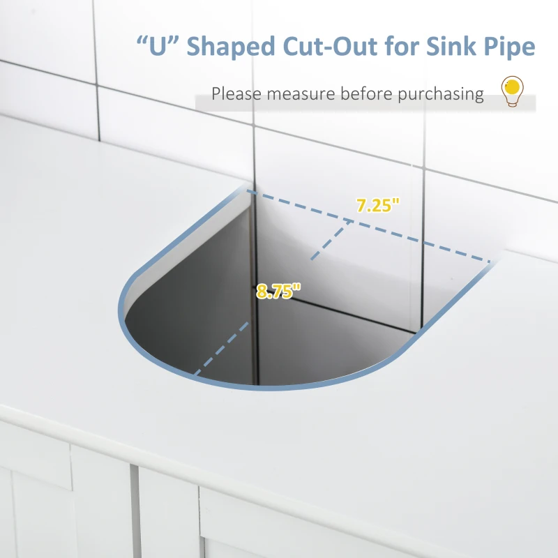 kleankin Bathroom Vanities, Bathroom Sink Cabinets with U-Shape Cut-Out and Adjustable Internal Shelf, White