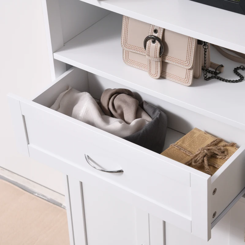 kleankin Modern Bathroom Floor Cabinet, Free Standing Storage Cabinet, Linen Cabinet with Drawer and Adjustable Shelf, White