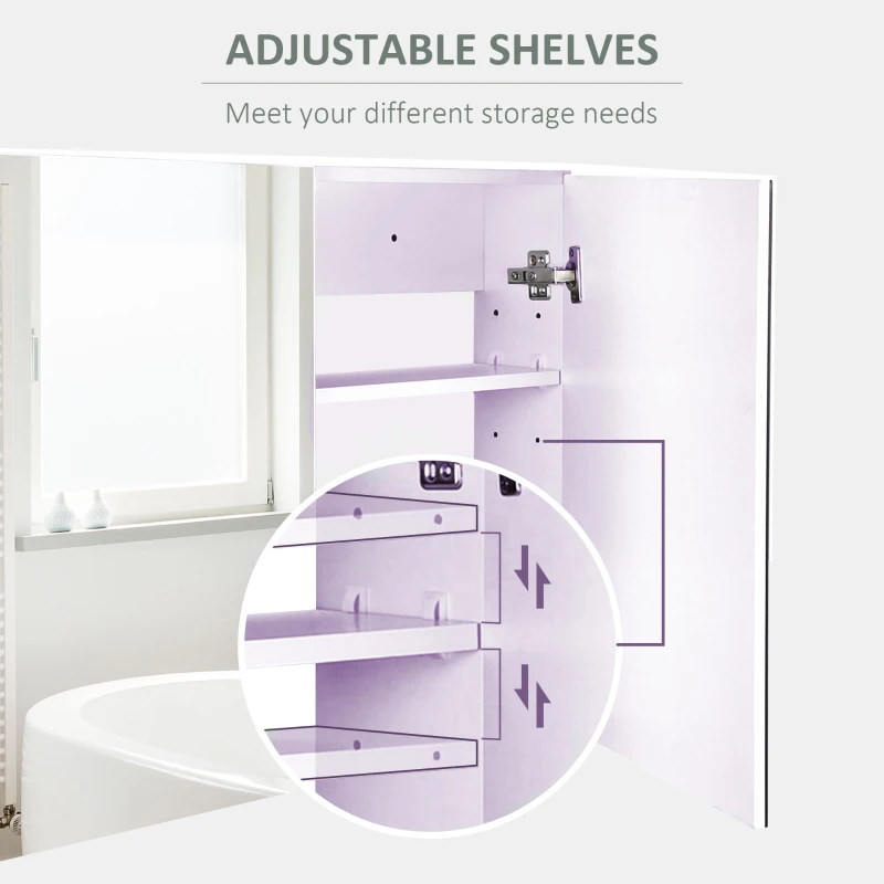 HOMCOM Double Door Wall Mounted Bathroom Mirror, 31.5" x 23.5" Medicine Cabinet with Modern Design, Large Storage, & Quiet Hinges