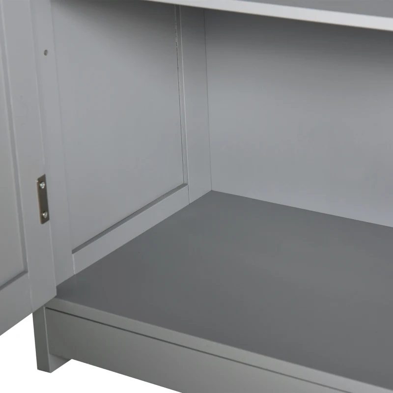 Kleankin Freestanding Bathroom Floor Cabinet, Wooden Bathroom Cabinet with 2 Doors, 2 Drawers and Adjustable Shelf, Gray