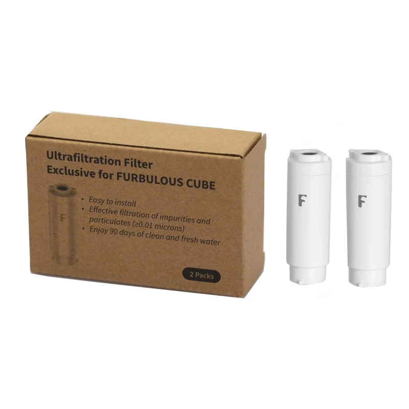 2-Pack Automatic Ultrafiltration Filter for Animal Water Dispenser, Exclusive for FURBULOUS Cube, 1.5" L x 1.5" W x 4.5" H, White