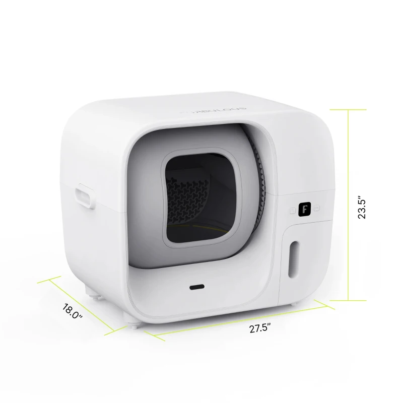 Odor-Free Self-Cleaning Litter Box with Self-Pack and Refill System, APP Control, Extra Large Space for 3.3-22 lbs Cats, 27.5"L x 18"W x 23.5"H, White Gray