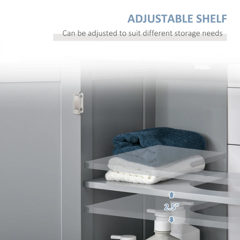 kleankin Bathroom Vanities, Bathroom Sink Cabinets with U-Shape Cut-Out and Adjustable Internal Shelf, Gray