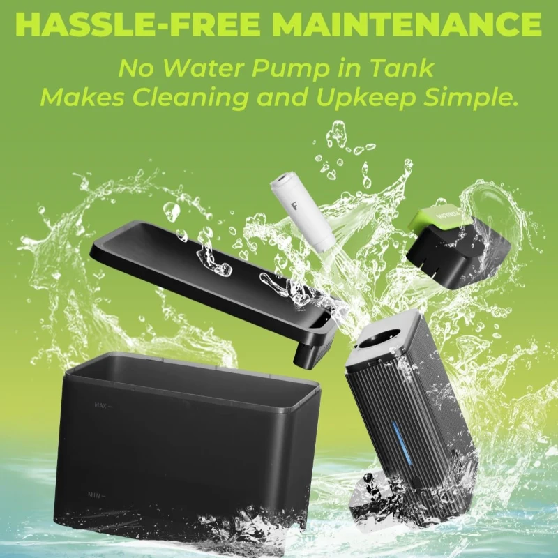 3.3L Automatic Cat Water Fountain with Ultrafiltration Tech, Ultra-Quiet Operation, BPA-Free Dual Modes, Indicator Lights, 12.5" L x 8" W x 7" H, Gray