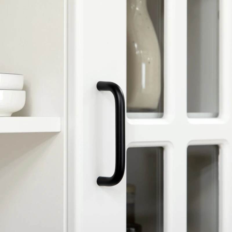 HOMCOM Kitchen Pantry Cabinet, with Hutch, Utility Drawer, 4 Door Cabinets and 6-Bottle Wine Rack, White