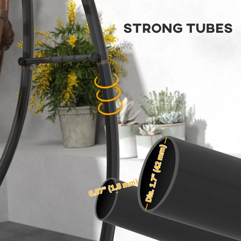 Outsunny Hammock Chair Stand, Heavy Duty Steel Hanging Chair Stand for Swing Chair, Egg Chair Stand with Extra Large Base, Black