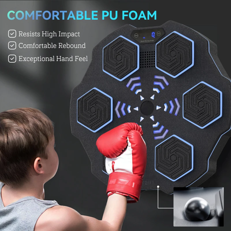 Soozier Music Boxing Machine for Adults, Wall Mounted Music Punching Machine with 9 Speeds & Modes, LED Lights