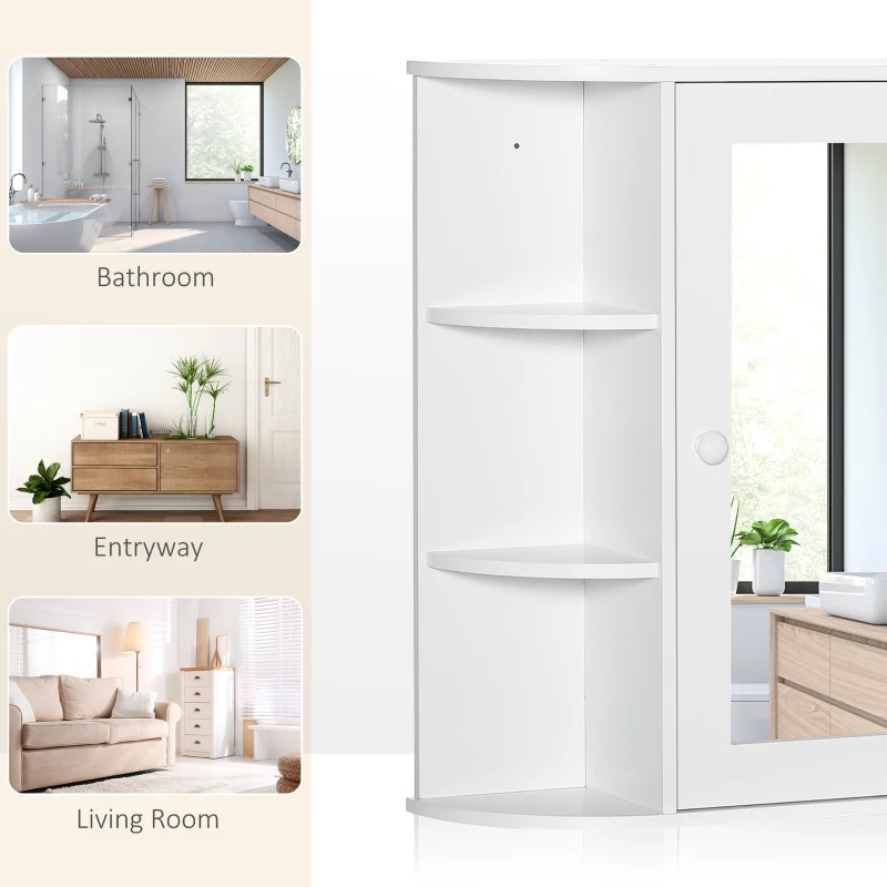 HOMCOM Bathroom Medicine Cabinet with Mirror, Bathroom Mirror Cabinet, Wall Mount Mirror Medicine Cabinet with Multiple Storage Shelves, White
