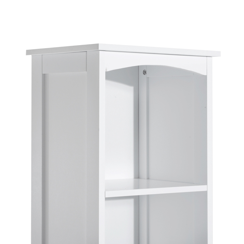 HOMCOM Bathroom Storage Cabinet, Free Standing Bathroom Storage Unit, Tall Linen Tower with 3-Tier Shelves and Drawer, White