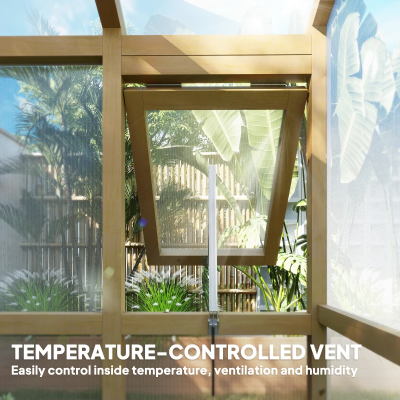 Outsunny Walk-in Polycarbonate Greenhouse Green House with Automatic Temperature Window and Lockable Door, 6.5' x 4' x 6.7'