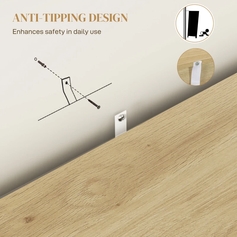 HOMCOM Bohemian Sideboard, 31.5" Buffet Cabinet with 2 Rattan Doors and Shelves for Living Room, Hallway, Natural