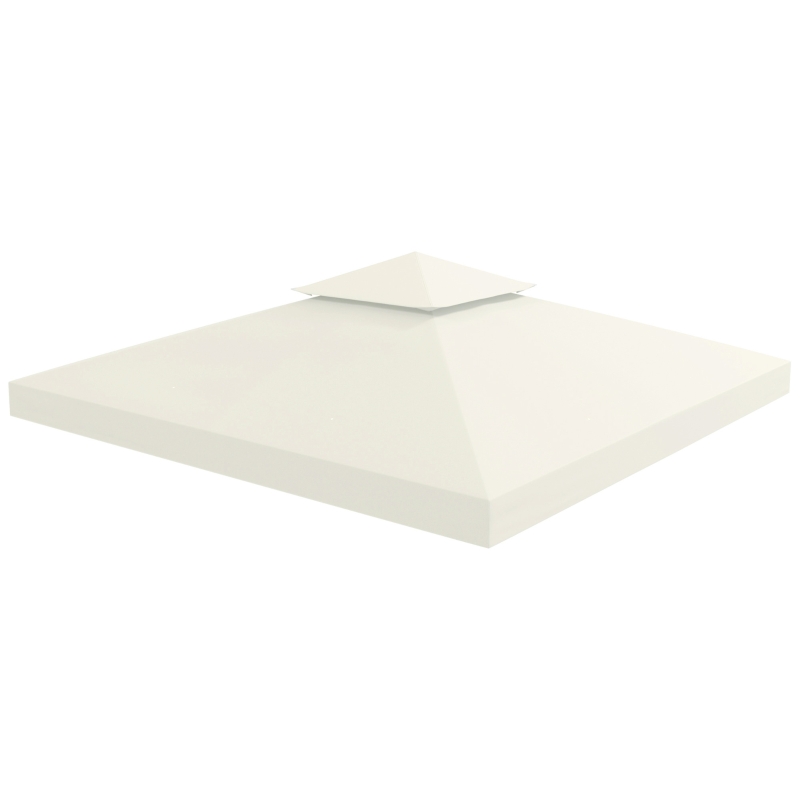 Outsunny 10' x 10' Square 2-Tier Gazebo Canopy Replacement Top Cover Outdoor Garden Sun Shade, Cream White