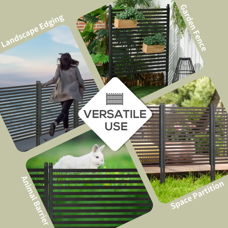 Outsunny 4 FT Outdoor Privacy Screen with 2 Standing Ways for Hard & Soft Ground, Decorative Outdoor Divider, Metal Animal Barrier for Garden, Backyard, Deck, Brown