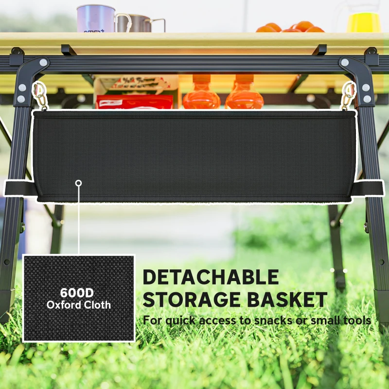 Outsunny 3ft Aluminum Small Folding Table, Portable Camping Table with Storage Bag, Carry Bag for Outdoor Picnic BBQ, Brown