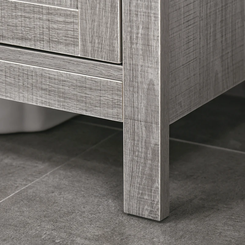 kleankin Pedestal Sink Storage Cabinet, Bathroom Under Sink Cabinet with 2 Doors and Open Shelf, Bathroom Vanity, Gray