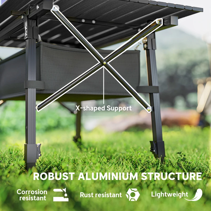 Outsunny 3ft Aluminum Small Folding Table, Portable Camping Table with Storage Bag, Carry Bag for Outdoor Picnic BBQ, Black