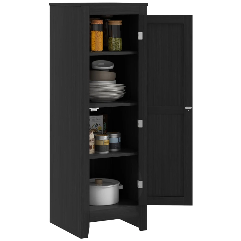 HOMCOM Kitchen Pantry Storage Cabinet with Adjustable Shelves, Small Storage Cabinet with Door and Shelves, Black