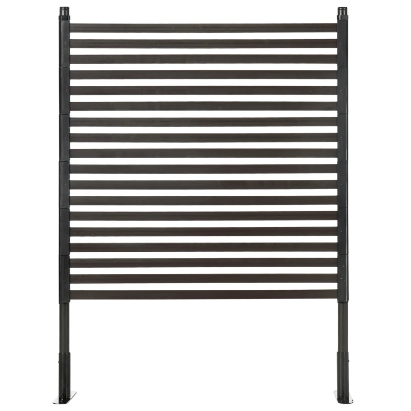 Outsunny 4 FT Outdoor Privacy Screen with 2 Standing Ways for Hard & Soft Ground, Decorative Outdoor Divider, Metal Animal Barrier for Garden, Backyard, Deck, Brown