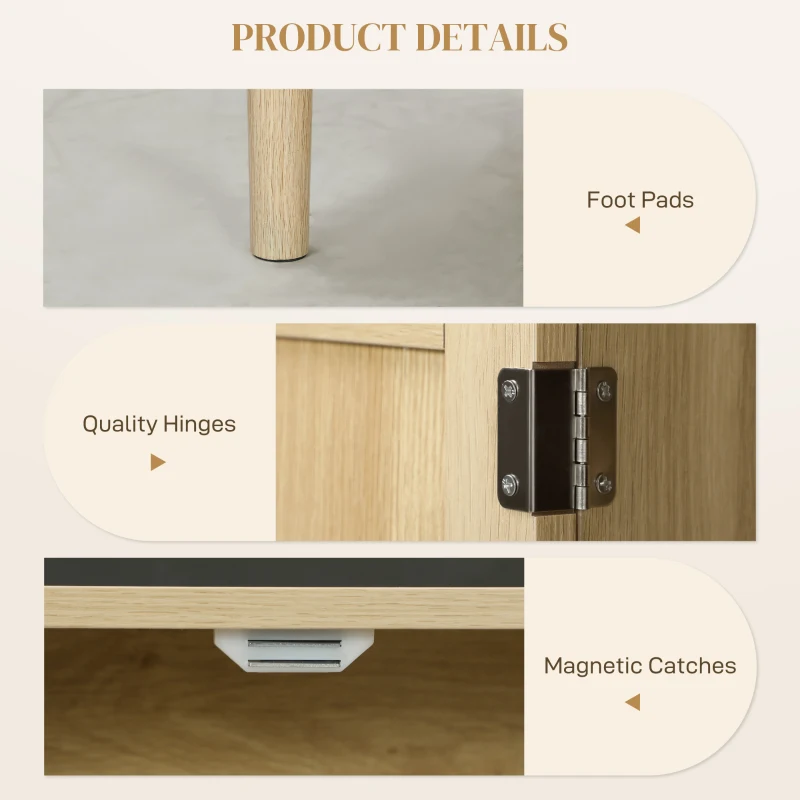 HOMCOM Bohemian Sideboard, 31.5" Buffet Cabinet with 2 Rattan Doors and Shelves for Living Room, Hallway, Natural