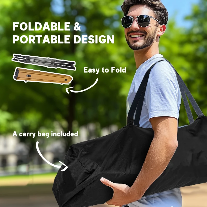 Outsunny 3ft Aluminum Small Folding Table, Portable Camping Table with Storage Bag, Carry Bag for Outdoor Picnic BBQ, Brown