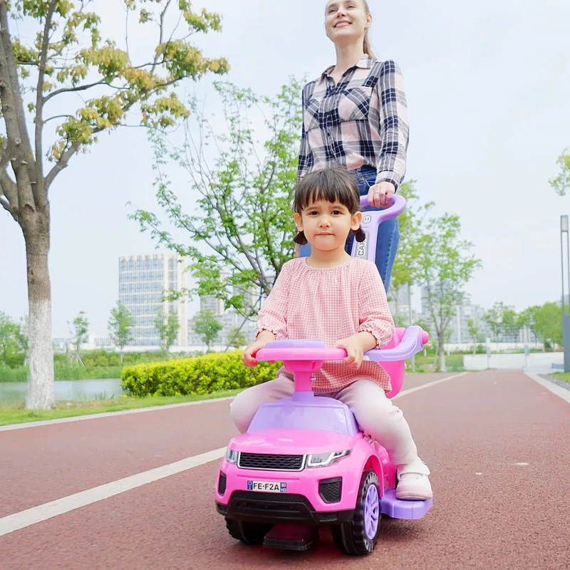 Aosom 2 in 1 Kid Ride on Push Car Sliding Car, Ride on Toy for Boy Girl Toddlers 1-3 Years Old, with Horn Music Light Function Secure Bar, Pink