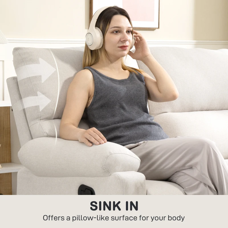 HOMCOM 2 Seater Reclining Chair, Loveseat Recliner Sofa with Footrest and Split Backrest, Cream White