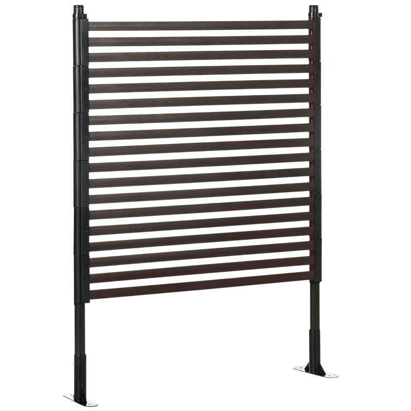Outsunny 4 FT Outdoor Privacy Screen with 2 Standing Ways for Hard & Soft Ground, Decorative Outdoor Divider, Metal Animal Barrier for Garden, Backyard, Deck, Brown