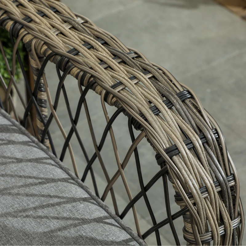 Outsunny 3 Piece Outdoor Bistro Set, Wicker Small Patio Furniture Set with Swivel Glider Chairs for Balcony, Porch, Gray