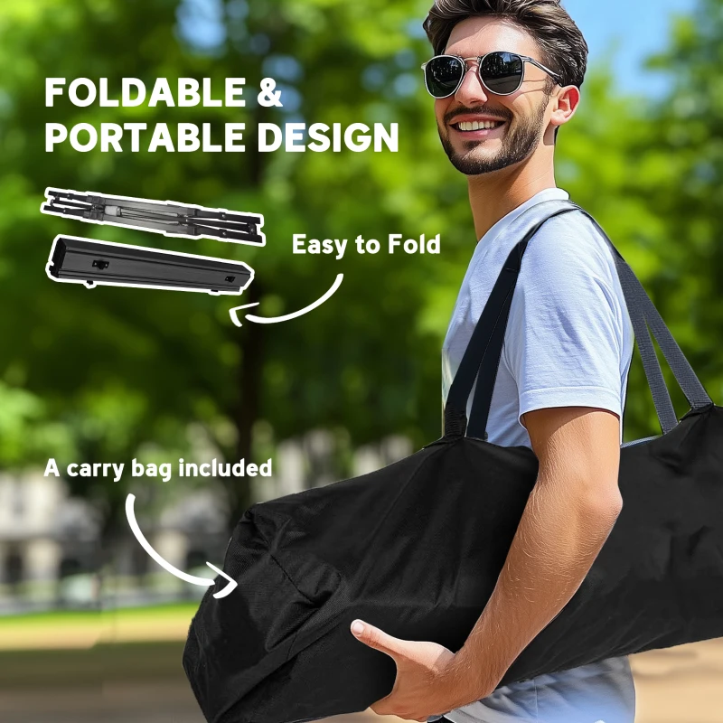 Outsunny 3ft Aluminum Small Folding Table, Portable Camping Table with Storage Bag, Carry Bag for Outdoor Picnic BBQ, Black