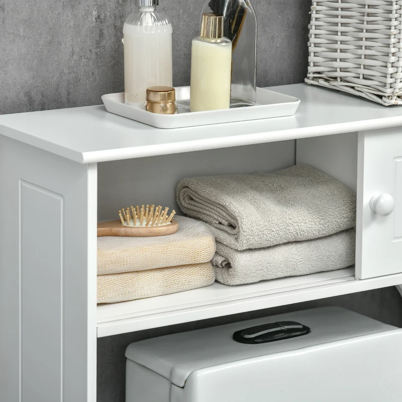 HOMCOM Over The Toilet Bathroom Cabinet, Freestanding Bathroom Storage Organizer with Adjustable Shelves, Toilet Rack, White