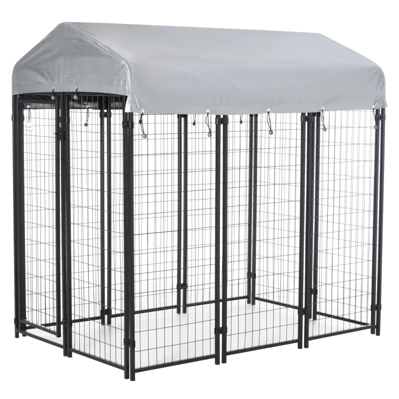 Pawhut 6' x 4' x 6' Large Outdoor Dog Kennel Galvanized Steel Fence with UV-Resistant Oxford Cloth Roof & Secure Lock