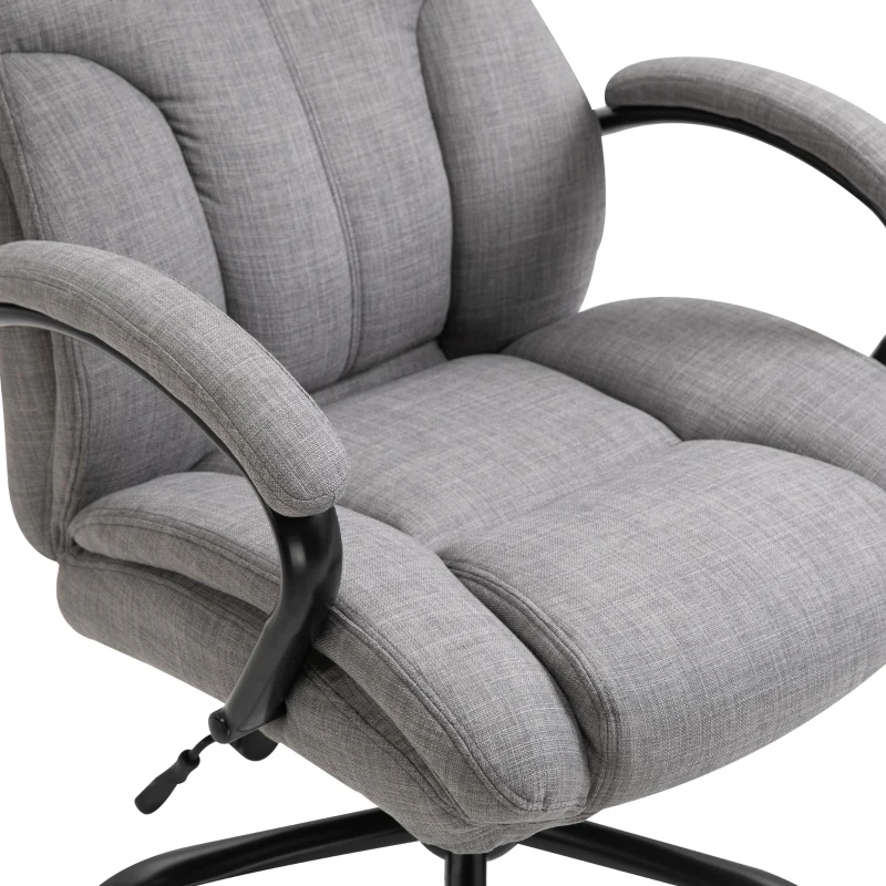 Vinsetto 500lbs Big and Tall Office Chair with Wide Seat, Ergonomic Executive Computer Chair with Adjustable Height, Swivel Wheels and Linen Finish, Light Gray