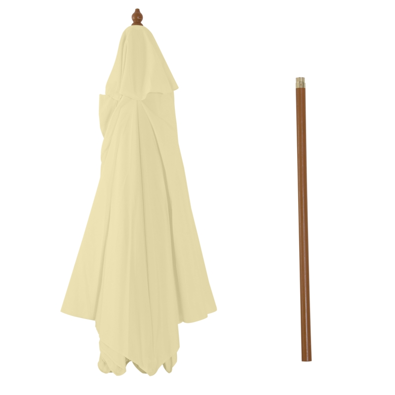 Outsunny 8FT Wood Market Umbrella Patio Umbrella Round Garden Parasol Canopy with Bamboo Ribs and Top Vent, Cream White