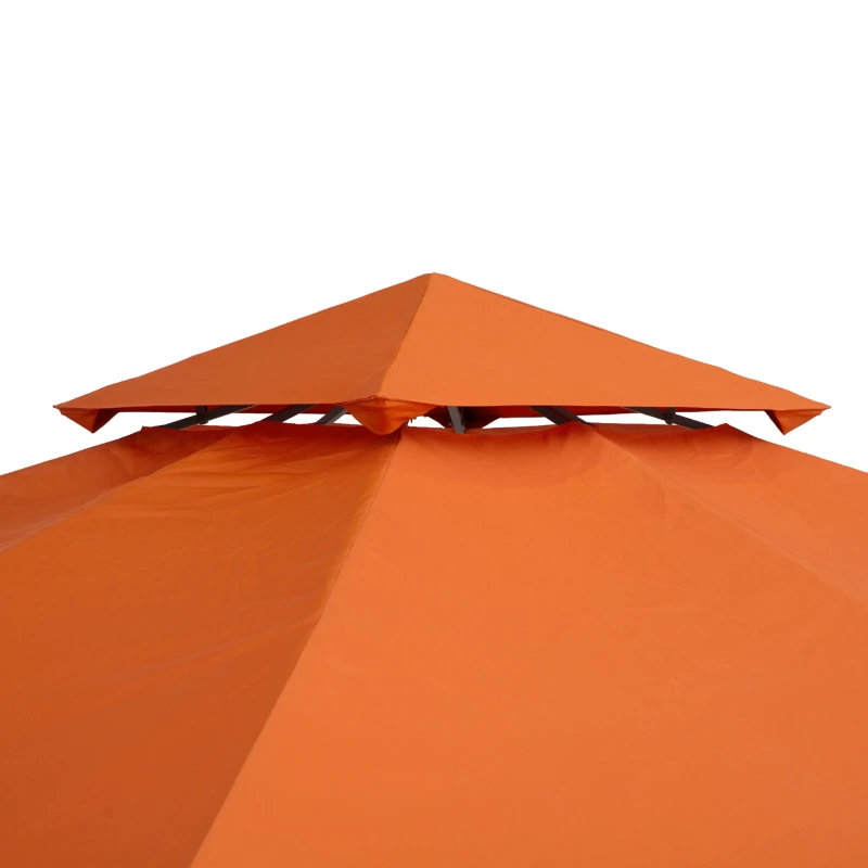 Outsunny 10' x 10' Square 2-Tier Gazebo Canopy Replacement Top Cover Outdoor Garden Sun Shade, Orange