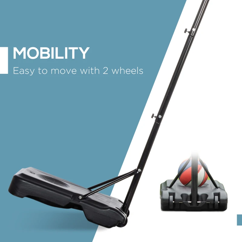 HOMCOM 7-8.5ft Basketball Hoop, Freestanding Basketball System with 27.5" Shatterproof Backboard and Wheels, Black