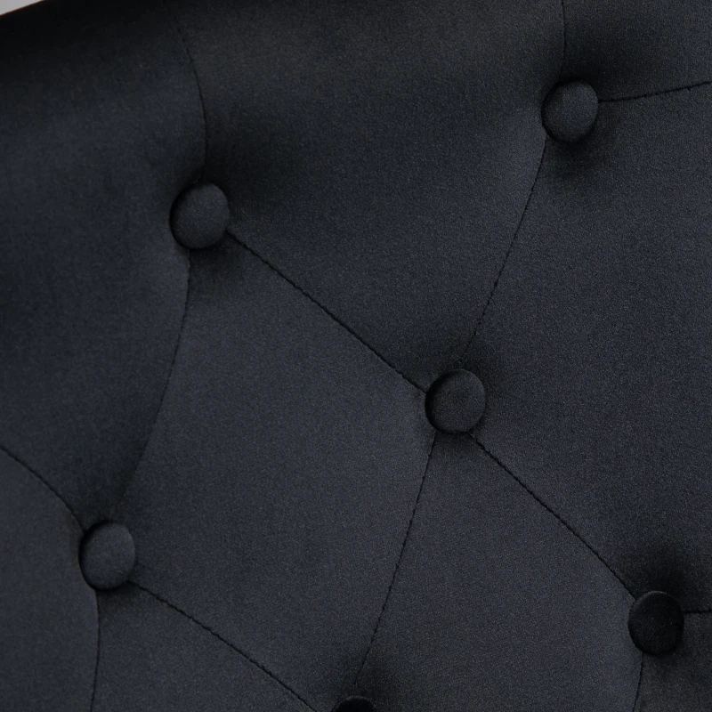 HOMCOM Modern Mid-back Desk Chair with Button Tufted Velvet Back, Nailhead Trim, Swivel Home Office Chair with Adjustable Height, Curved Padded Armrests, Black