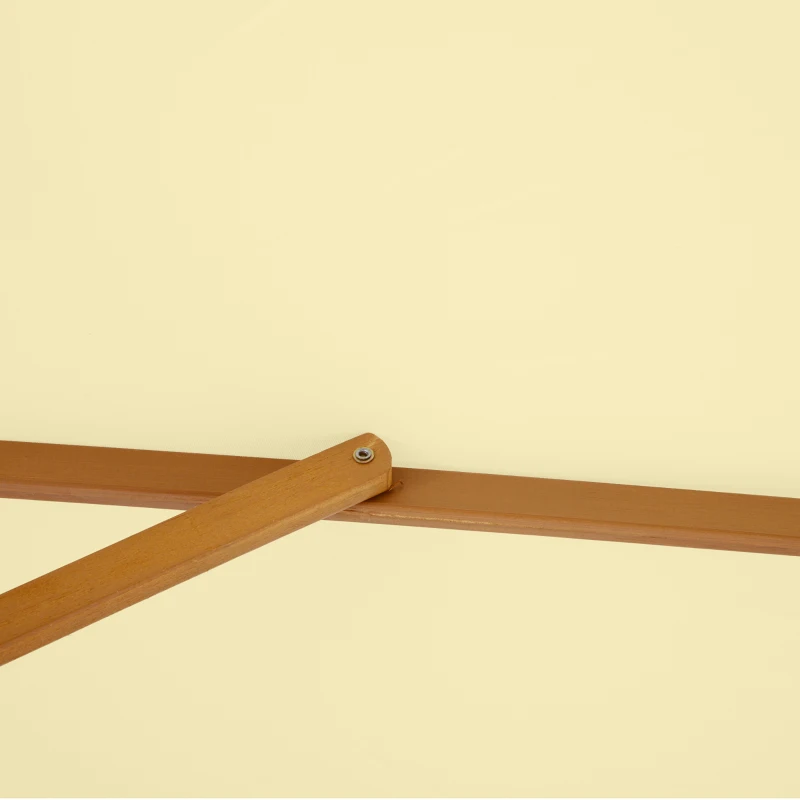 Outsunny 8FT Wood Market Umbrella Patio Umbrella Round Garden Parasol Canopy with Bamboo Ribs and Top Vent, Cream White