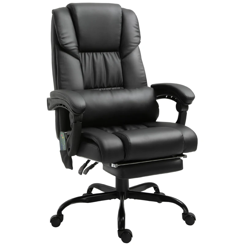 Vinsetto Massage Office Chair with 6 Vibrating Points, High Back Reclining Office Chair with Footrest and Remote, Black