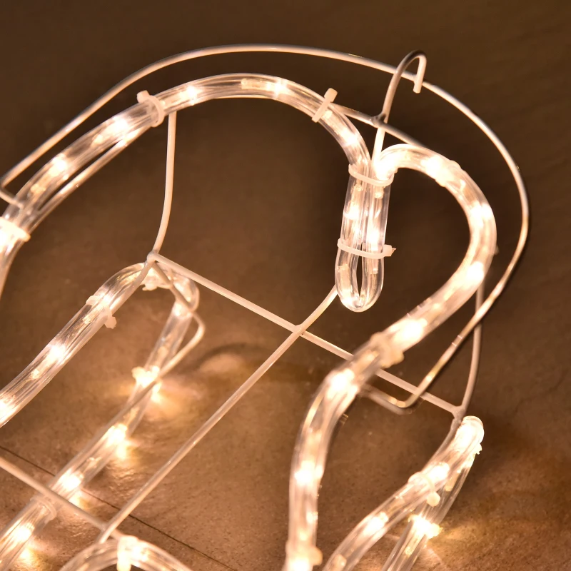 Outsunny 35" Christmas Reindeer and Sleigh with LED Motif Warm White Lighting, Indoor Outdoor Steel Frame Yard Decoration