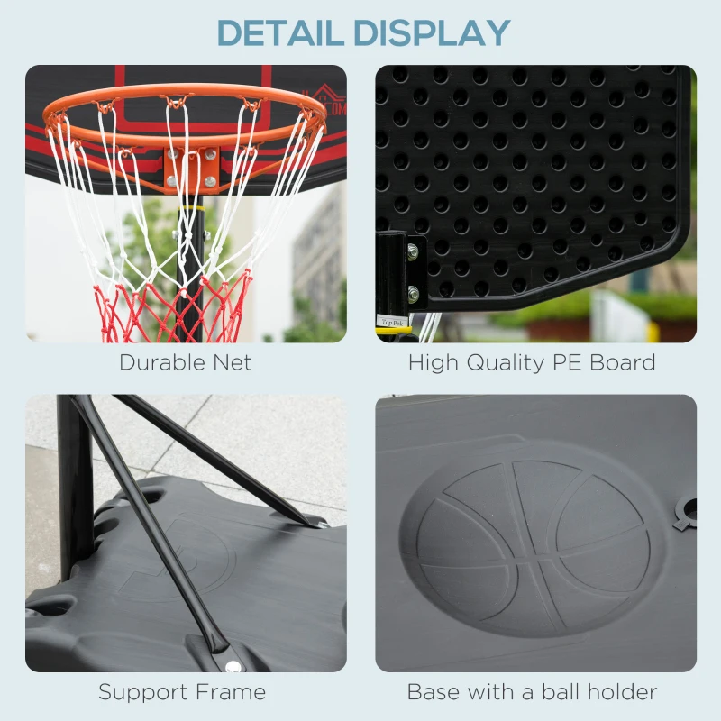 HOMCOM 7-8.5ft Basketball Hoop, Freestanding Basketball System with 27.5" Shatterproof Backboard and Wheels, Black