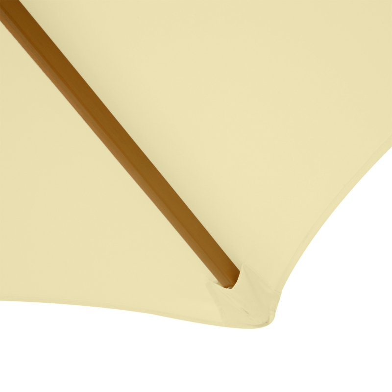 Outsunny 8FT Wood Market Umbrella Patio Umbrella Round Garden Parasol Canopy with Bamboo Ribs and Top Vent, Cream White